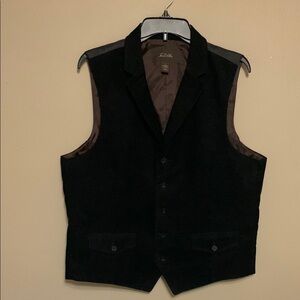 Tasso Elba Men’s Corduroy Black Button Up Collared Vest Large Dark Academia